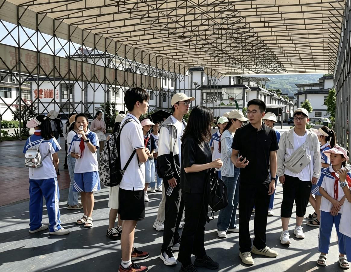 20260718-清华大学经管学院赴四川宁南实践-吴添-支队成员与小学生在宁南县松新镇调研.png