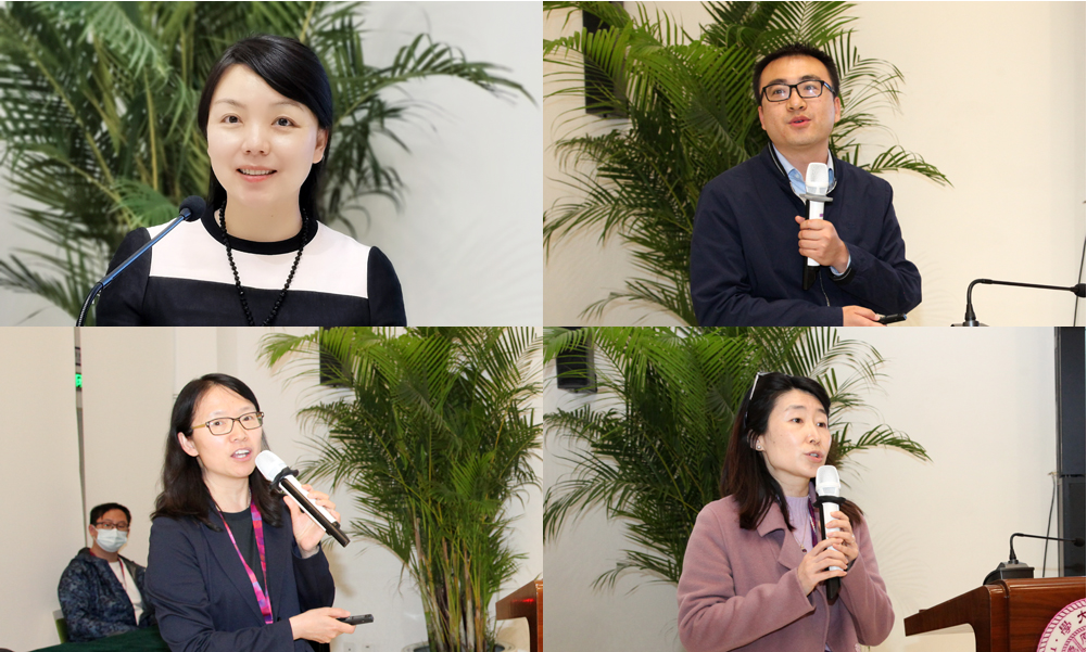 20220418-校庆院系校友工作会-杨柳(左上)、袁浩歌(右上)、尚焱(左下)、王丹(右下)发言-校友总会-解红岩摄.jpg